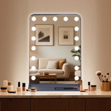 Dimmbarer LED-Make-up-Spiegel HOLLYWOOD LED/18W/230V 3000/4200/6000K grau