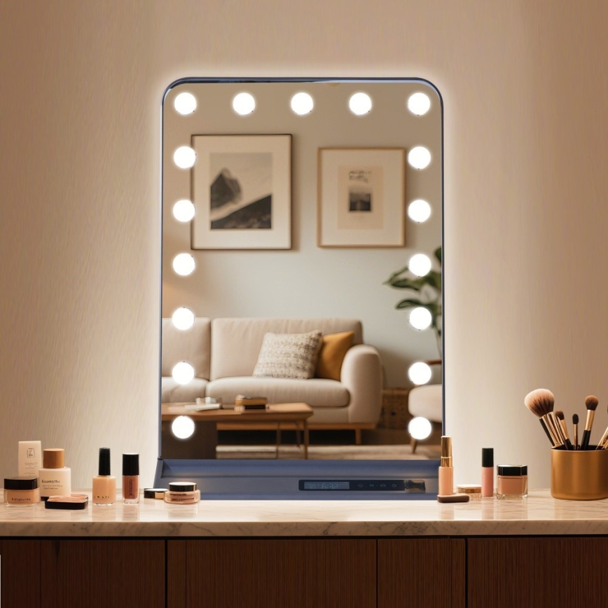 Dimmbarer LED-Make-up-Spiegel HOLLYWOOD LED/18W/230V 3000/4200/6000K grau