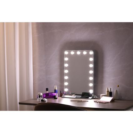 Dimmbarer LED-Make-up-Spiegel HOLLYWOOD LED/18W/230V 3000/4200/6000K grau