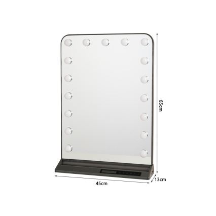 Dimmbarer LED-Make-up-Spiegel HOLLYWOOD LED/18W/230V 3000/4200/6000K grau