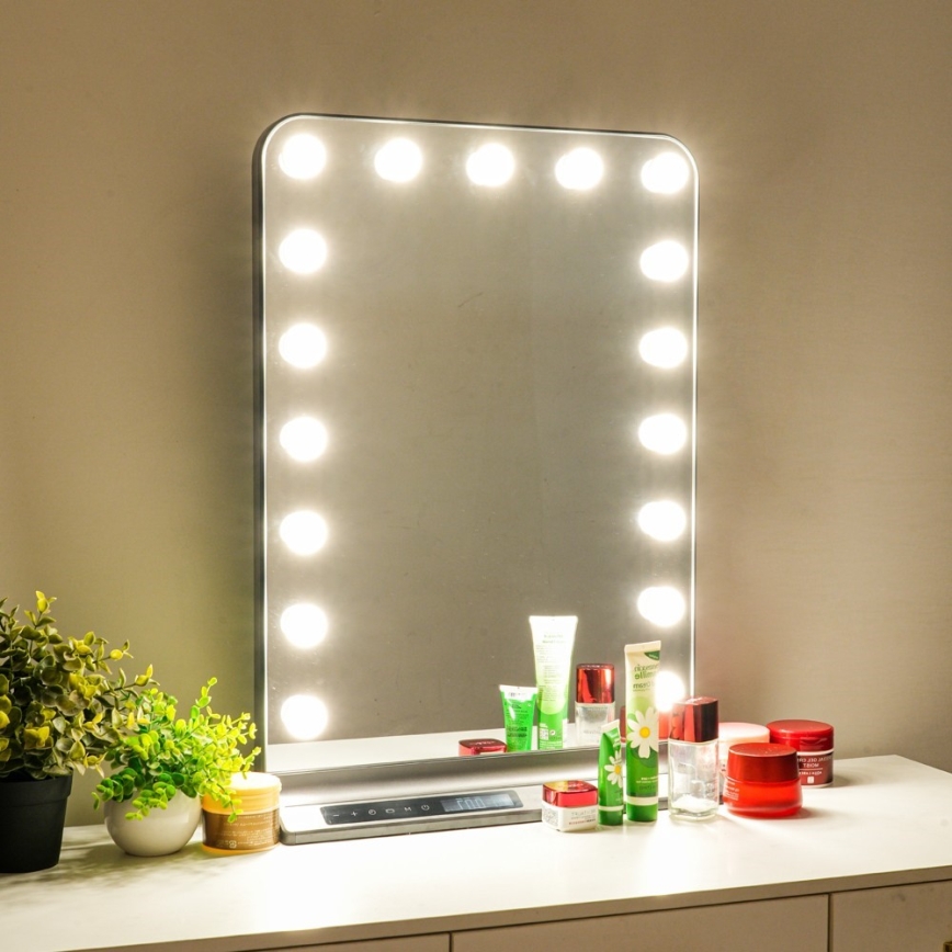 Miroir de maquillage LED à intensité variable HOLLYWOOD LED/18W/230V 3000/4200/6000K gris
