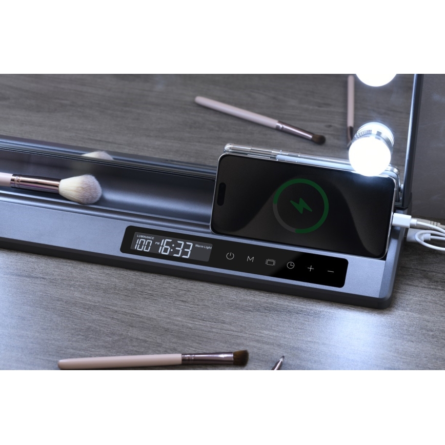 Specchio da trucco dimmerabile HOLLYWOOD LED/18W/230V 3000/4200/6000K grigio
