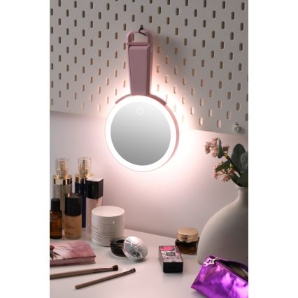 Immax 09102L - LED+CCT dimmbarer Kosmetikspiegel SWEET LED/3W/5V rosa