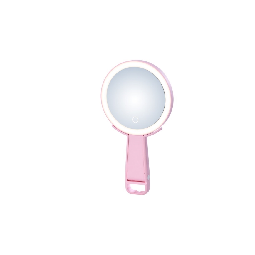 Immax 09102L - Specchio cosmetico dimmerabile LED+CCT SWEET LED/3W/5V rosa