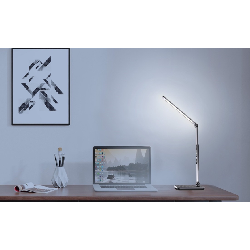 Lampada da tavolo dimmerabile a LED, 8,5 W/230 V, con ricarica wireless, argento