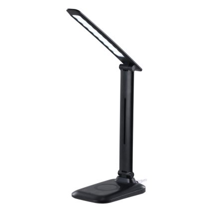 Lampe de bureau LED à intensité réglable avec chargeur sans fil Qi et port USB LUMI LED/7W/230V noire
