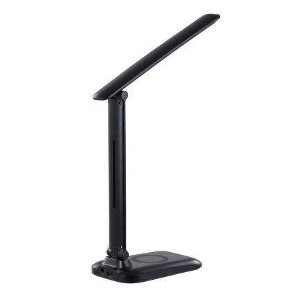 Dimmbare LED-Schreibtischlampe mit kabelloser Qi-Ladefunktion und USB — LUMI LED/7W/230V, schwarz