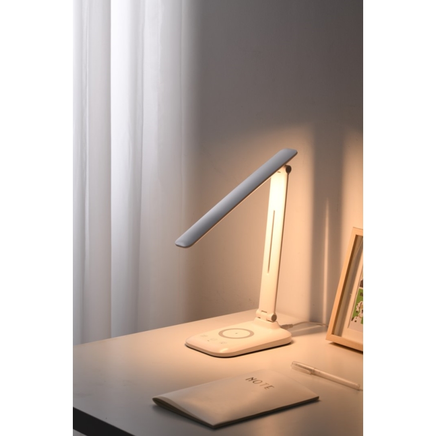 Dimmbare LED-Tischlampe mit kabelloser QI-Ladefunktion und USB-Anschluss LUMI LED/7W/230V weiß