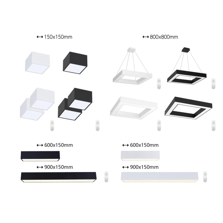 Immax NEO 07074-90 - Plafonnier à intensité variable LED CANTO LED/50W/230V noir Tuya + télécommande