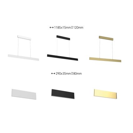 Immax Neo 07128L - LED  Lampadario dimmerabile a sospensione con filo LISTON oro LED/18W/230V ZigBee + telecomando Tuya