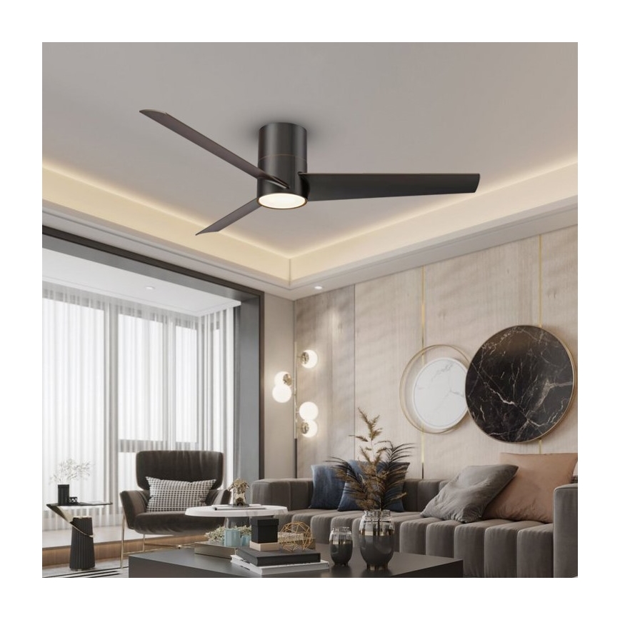 Immax NEO 07135-B - Ventilateur de plafond LED à intensité variable FRESH LED/18W/230V Wi-Fi Tuya noir + télécommande