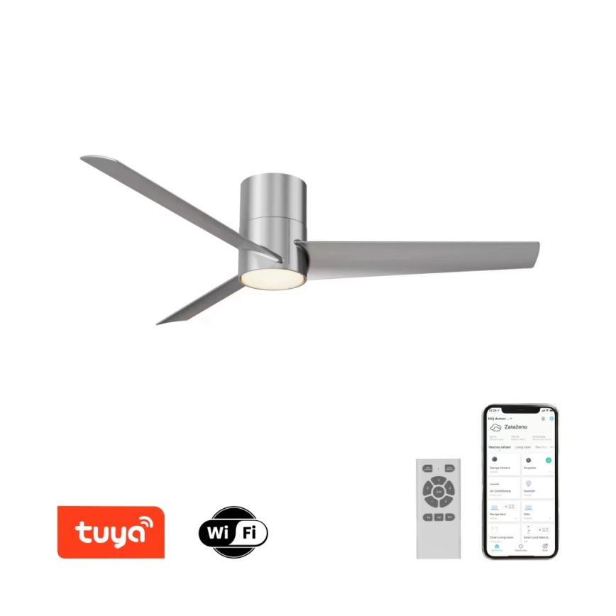 Immax NEO 07135-S - Dimmbarer LED-Deckenventilator FRESH LED/18W/230V Wi-Fi Tuya matt Chrom + Fernbedienung