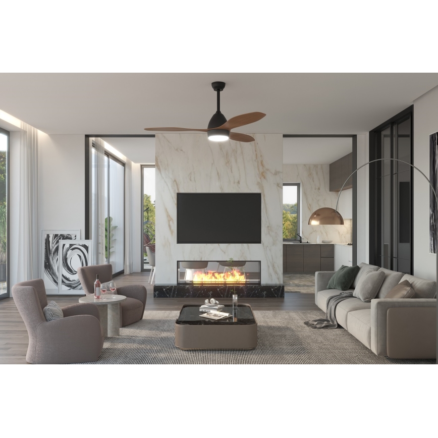 Immax NEO 07141-B - LED-Deckenventilator NEO LITE FRESCO LED/18W/230V Tuya Wi-Fi schwarz/braun+ Fernbedienung