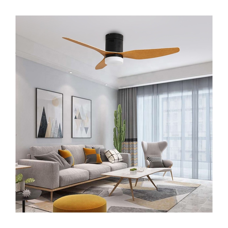Immax NEO 07142-B - LED-Deckenventilator NEO LITE FRESCO LED/18W/230V Tuya Wi-Fi schwarz/Holz + Fernbedienung