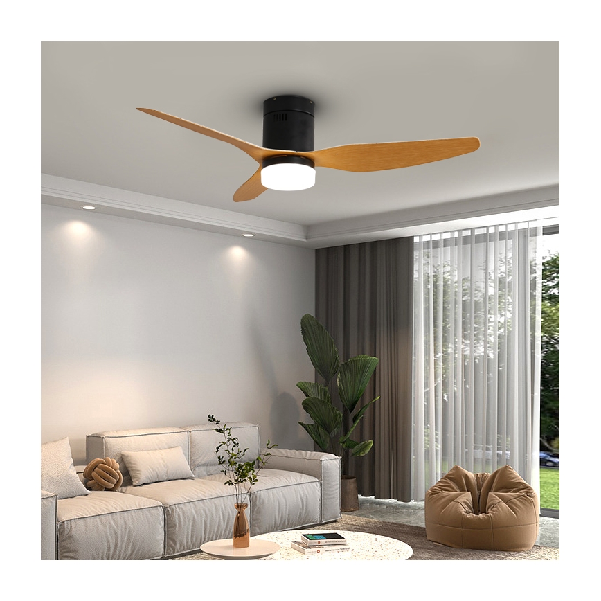 Immax NEO 07142-B- Plafoniera LED con ventole NEO LITE VENTO LED/18W/230V Tuya Wi-Fi nera/legno + TC