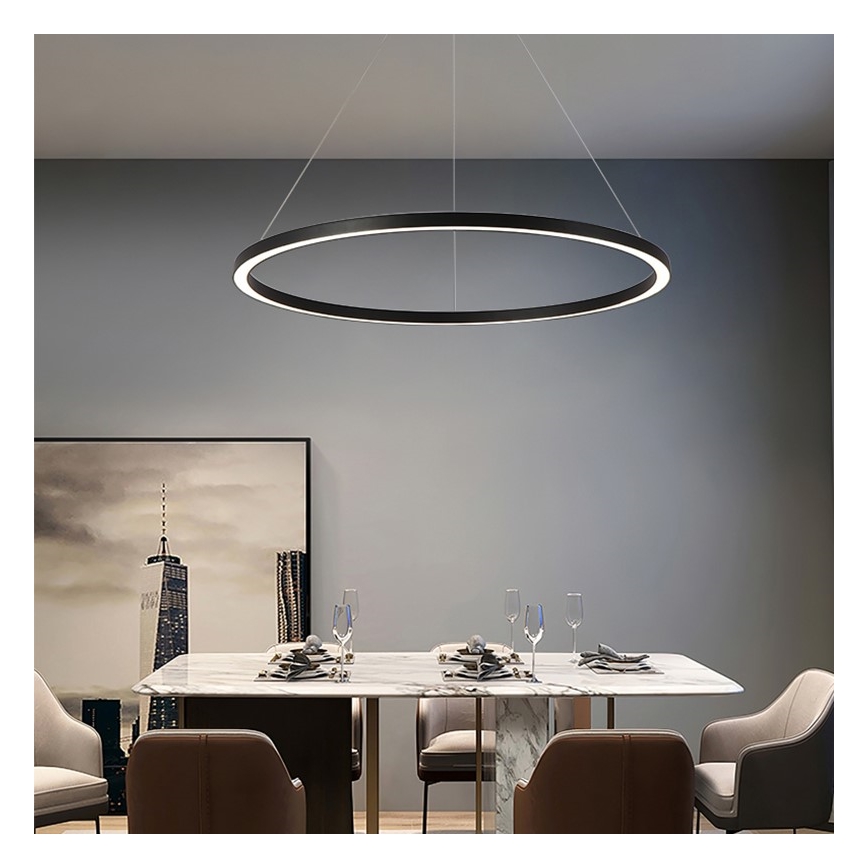 Immax NEO 07158-B80 – Dimmbare LED-Hängeleuchte an einer Schnur FINO LED/60W/230V Tuya schwarz + Fernbedienung