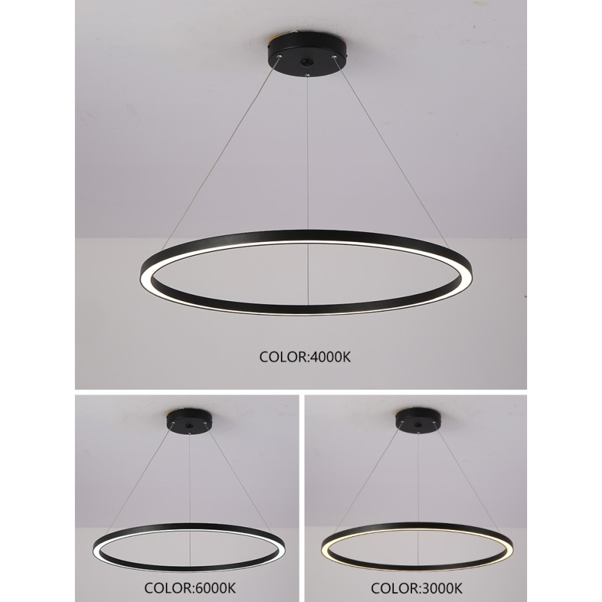 Immax NEO 07158-B80 - Lustre LED à intensité variable sur un fil FINO LED/60W/230V Tuya noir + télécommande