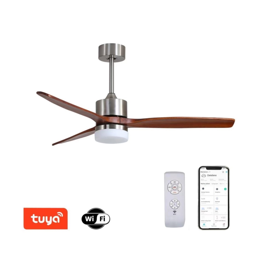 Immax NEO 07165-S - LED-Deckenventilator ELEGANTE LED/18W/230V Eiche Wi-Fi Tuya + Fernbedienung
