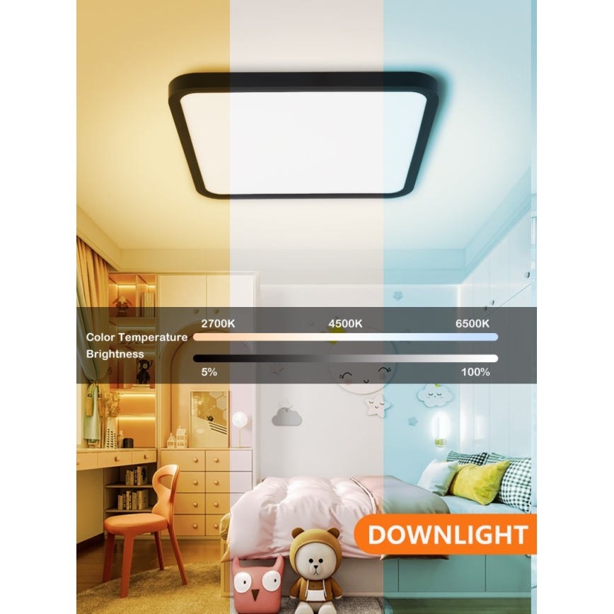 Immax NEO 07167-B40 - LED RGB+CCT Plafonnier à intensité variable NEO LITE TUDO LED/50W/230V Wi-Fi Tuya noir + télécommande