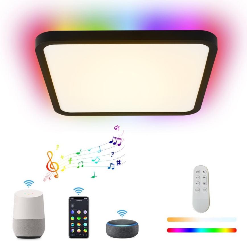 Immax NEO 07167-B40 - LED RGB+CCT Plafonnier à intensité variable NEO LITE TUDO LED/50W/230V Wi-Fi Tuya noir + télécommande