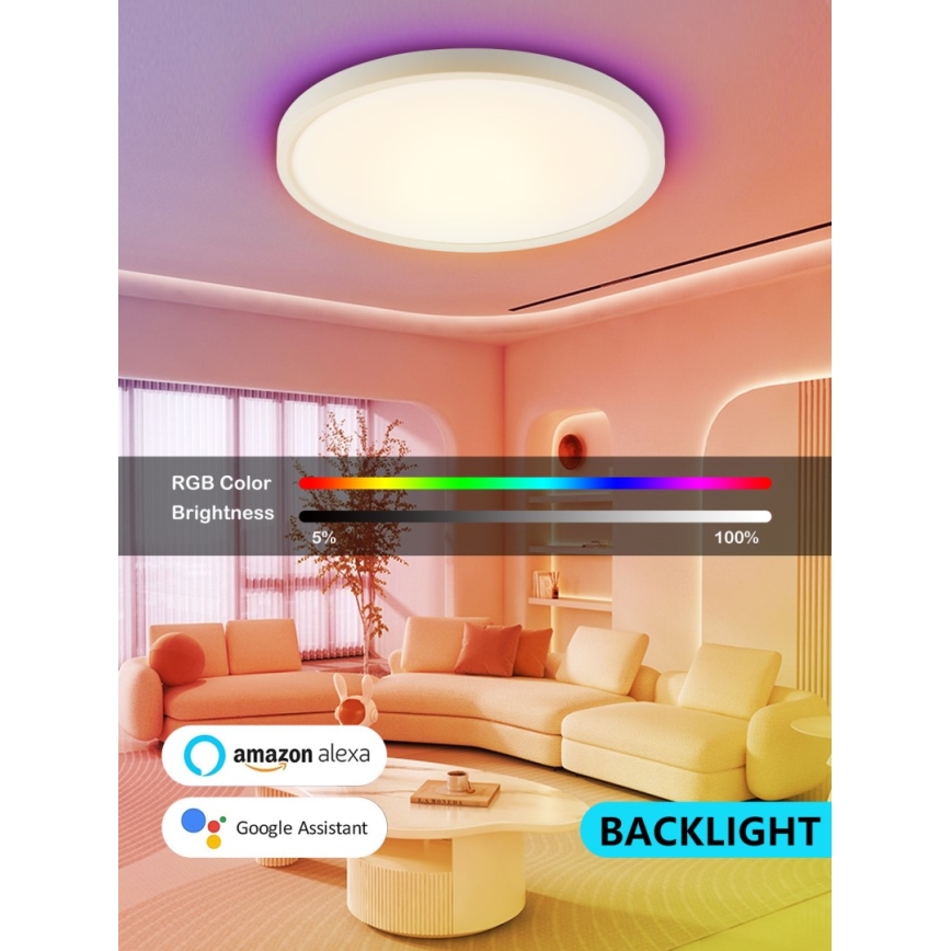 Immax NEO 07169-W60 - LED RGB+CCT Plafoniera con dimmer NEO LITE TUDO 65W/230V 2700-6500K Wi-Fi Tuya + telecomando bianco