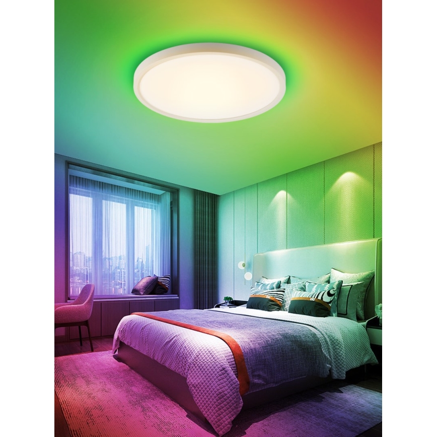 Immax NEO 07169-W60 - Plafonnier LED RGB+CCT à intensité variable NEO LITE TUDO 65W/230V 2700-6500K Wi-Fi Tuya + télécommande blanc