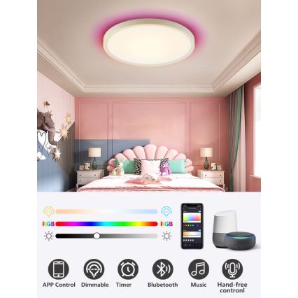 Immax NEO 07169-W60 - Plafonnier LED RGB+CCT à intensité variable NEO LITE TUDO 65W/230V 2700-6500K Wi-Fi Tuya + télécommande blanc