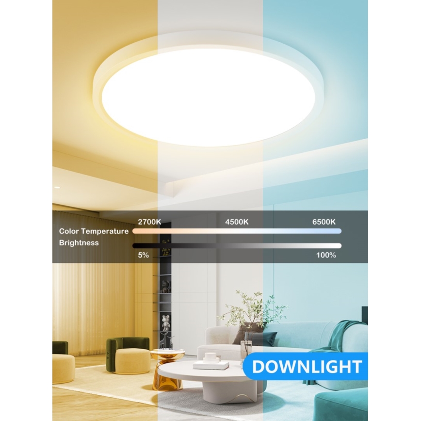 Immax NEO 07169-W60 - Plafonnier LED RGB+CCT à intensité variable NEO LITE TUDO 65W/230V 2700-6500K Wi-Fi Tuya + télécommande blanc