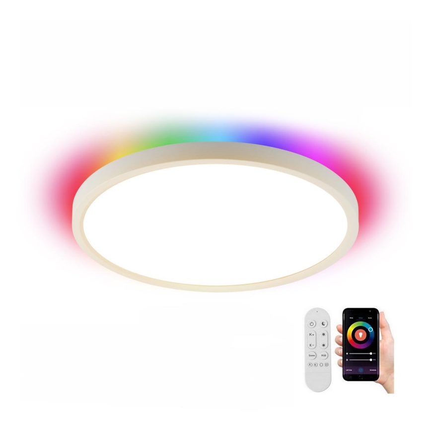 Immax NEO 07169-W60 - Plafonnier LED RGB+CCT à intensité variable NEO LITE TUDO 65W/230V 2700-6500K Wi-Fi Tuya + télécommande blanc