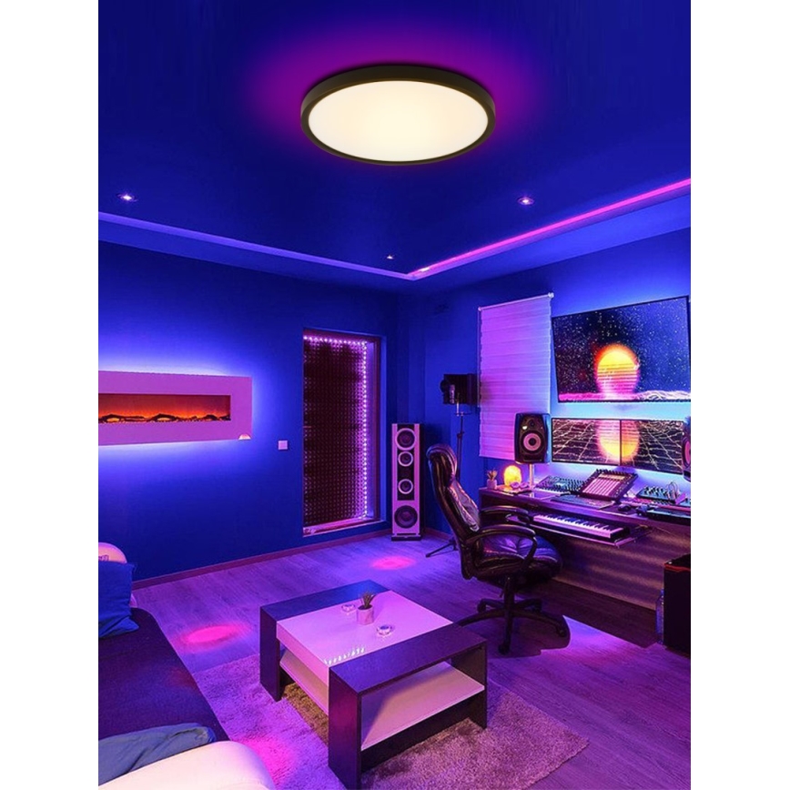 Immax NEO 07170-B60 - LED RGB+CCT Plafoniera con dimmer NEO LITE TUDO LED/65W/230V 2700-6500K Wi-Fi Tuya nero + telecomando