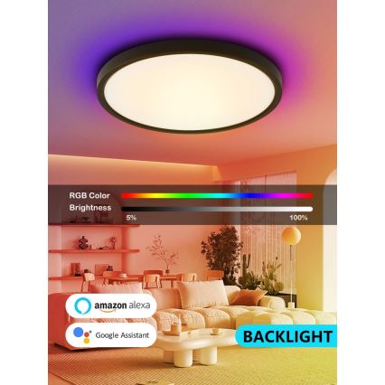 Immax NEO 07170-B60 - LED RGB+CCT Plafoniera con dimmer NEO LITE TUDO LED/65W/230V 2700-6500K Wi-Fi Tuya nero + telecomando