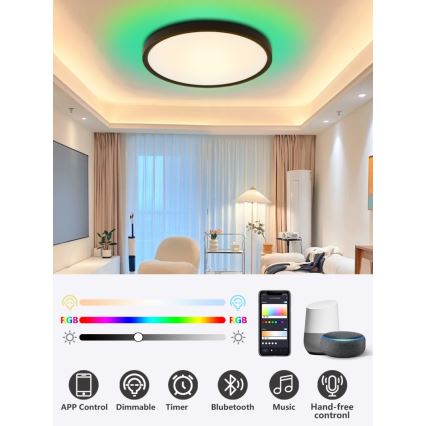 Immax NEO 07170-B60 - LED RGB+CCT Plafoniera con dimmer NEO LITE TUDO LED/65W/230V 2700-6500K Wi-Fi Tuya nero + telecomando