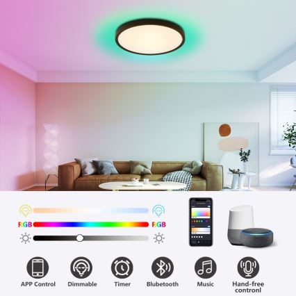 Immax NEO 07170-B60 - LED RGB+CCT Plafoniera con dimmer NEO LITE TUDO LED/65W/230V 2700-6500K Wi-Fi Tuya nero + telecomando