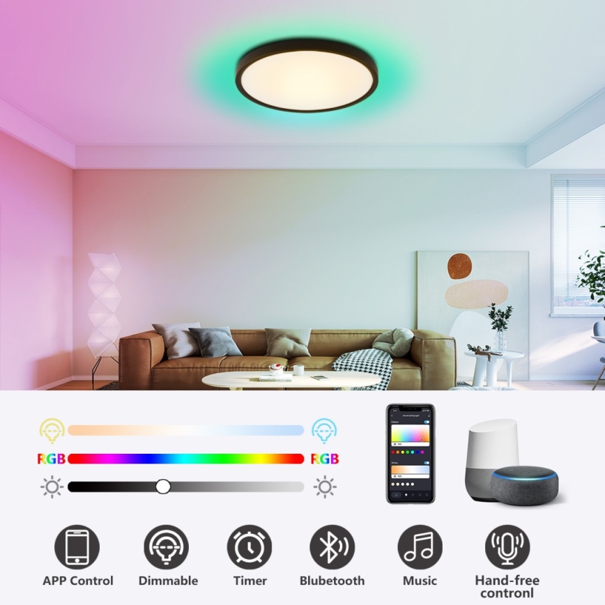 Immax NEO 07170-B60 - LED RGB+CCT Plafoniera con dimmer NEO LITE TUDO LED/65W/230V 2700-6500K Wi-Fi Tuya nero + telecomando