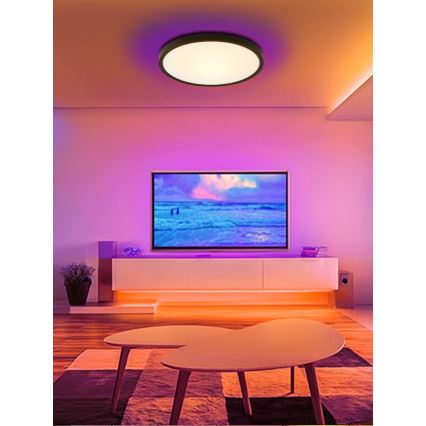 Immax NEO 07170-B60 - Plafonnier LED RGB+CCT à intensité variable NEO LITE TUDO LED/65W/230V 2700-6500K Wi-Fi Tuya noir + télécommande