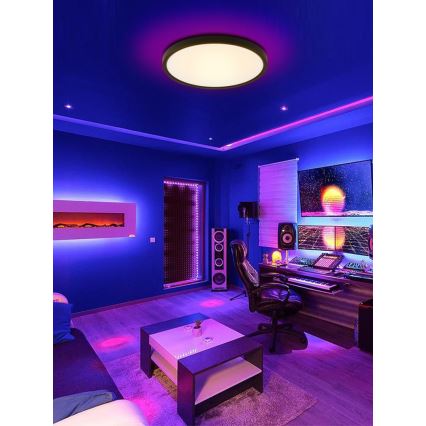 Immax NEO 07170-B60 - Plafonnier LED RGB+CCT à intensité variable NEO LITE TUDO LED/65W/230V 2700-6500K Wi-Fi Tuya noir + télécommande