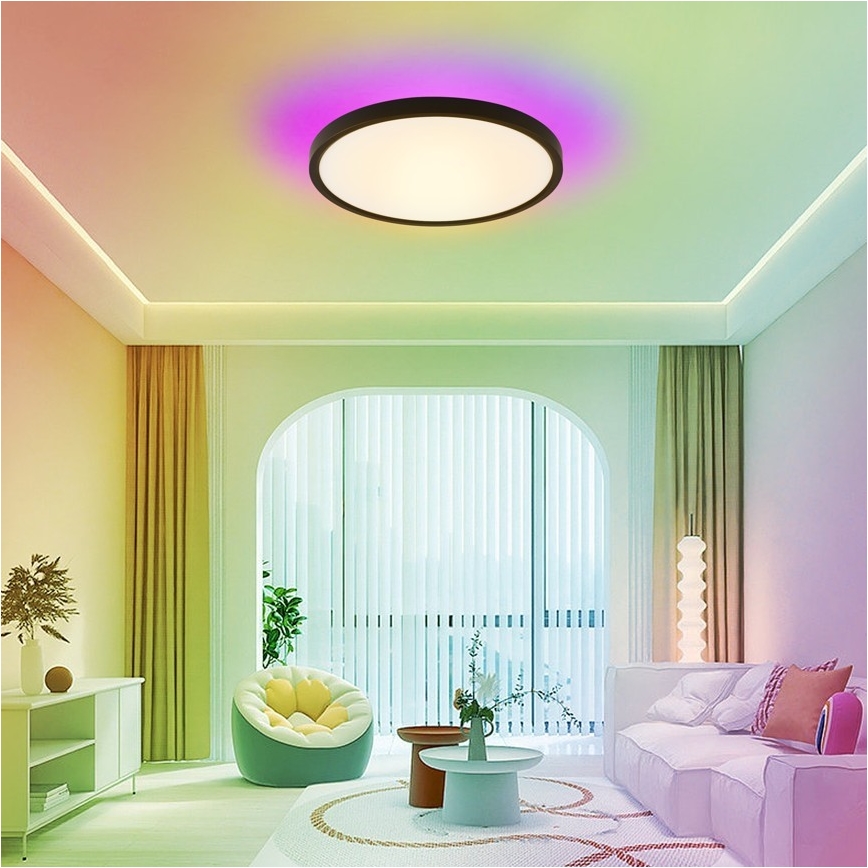 Immax NEO 07170-B60 - Plafonnier LED RGB+CCT à intensité variable NEO LITE TUDO LED/65W/230V 2700-6500K Wi-Fi Tuya noir + télécommande