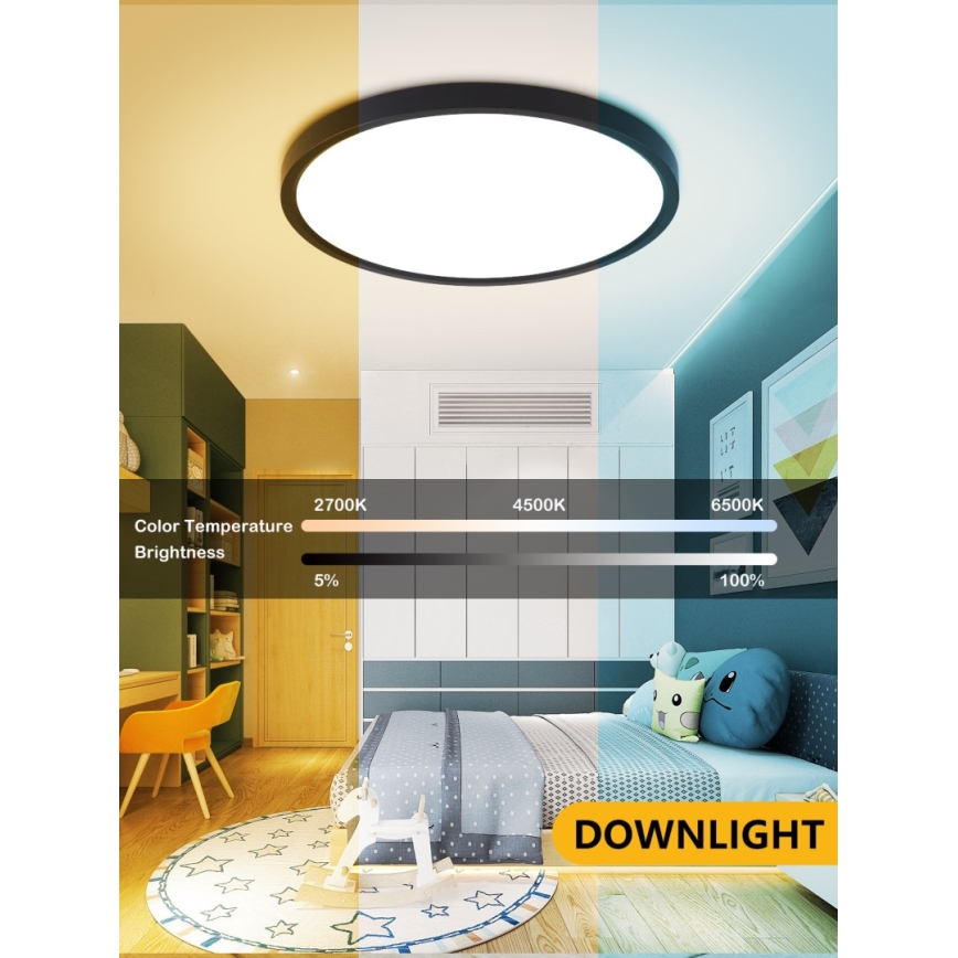 Immax NEO 07170-B60 - Plafonnier LED RGB+CCT à intensité variable NEO LITE TUDO LED/65W/230V 2700-6500K Wi-Fi Tuya noir + télécommande