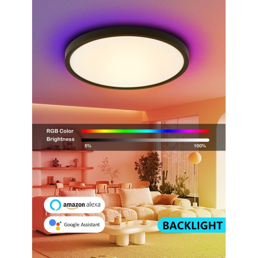 Immax NEO 07170-B60 - Plafonnier LED RGB+CCT à intensité variable NEO LITE TUDO LED/65W/230V 2700-6500K Wi-Fi Tuya noir + télécommande