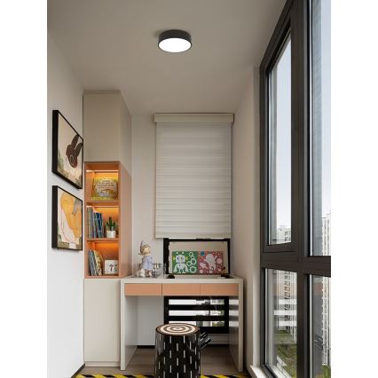 Immax NEO 07200L - Plafonnier à intensité variable RONDATE LED/18W/230V 3000-6000K d. 25 cm noir Tuya + télécommande