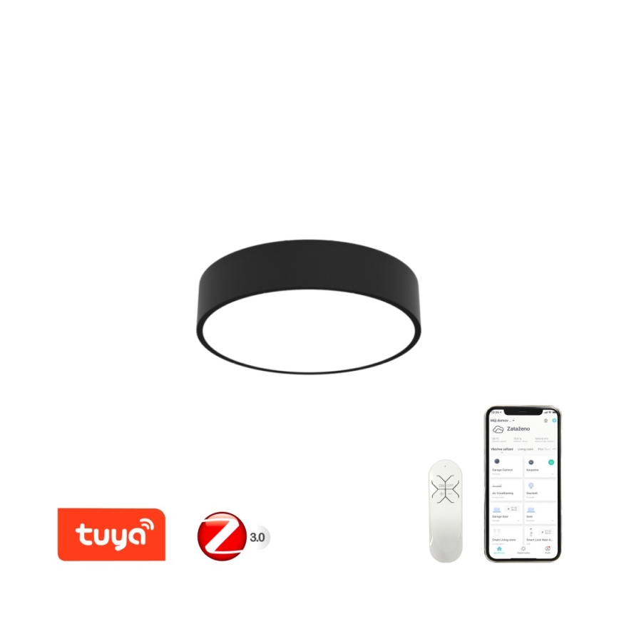 Immax NEO 07201L - Plafonnier à intensité variable RONDATE LED/28W/230V noir Tuya + télécommande