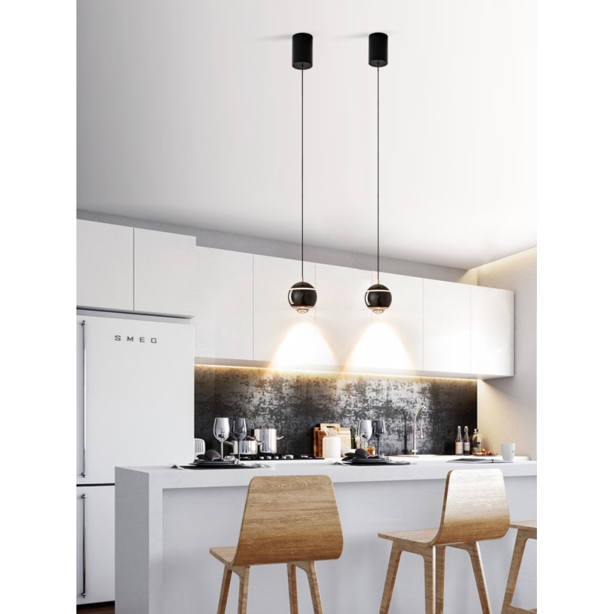 Immax NEO 07220L - Dimmbare LED-Hängeleuchte an Schnur DORMINE LED/6W/230V glänzend schwarz Tuya + Fernbedienung