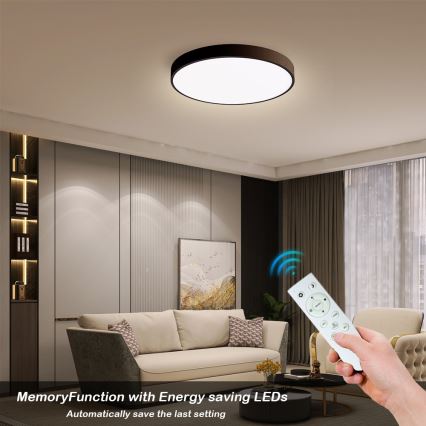 Immax NEO 07248L - Plafoniera LED dimmerabile NEO LITE SEMPLICI LED/36W/230V 3000-6000K Wi-Fi Tuya nero + telecomando