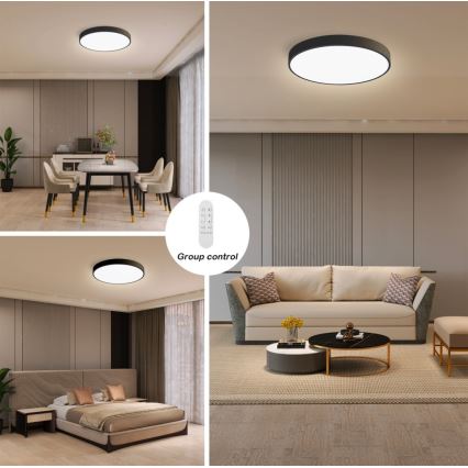 Immax NEO 07248L - Plafoniera LED dimmerabile NEO LITE SEMPLICI LED/36W/230V 3000-6000K Wi-Fi Tuya nero + telecomando
