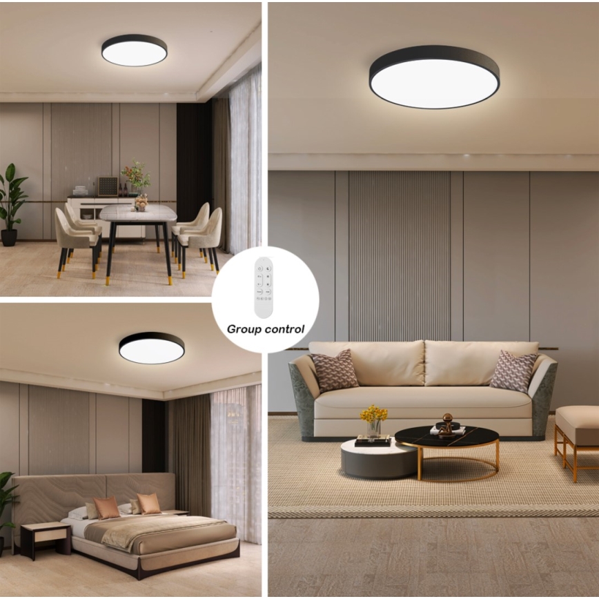 Immax NEO 07248L - Plafoniera LED dimmerabile NEO LITE SEMPLICI LED/36W/230V 3000-6000K Wi-Fi Tuya nero + telecomando