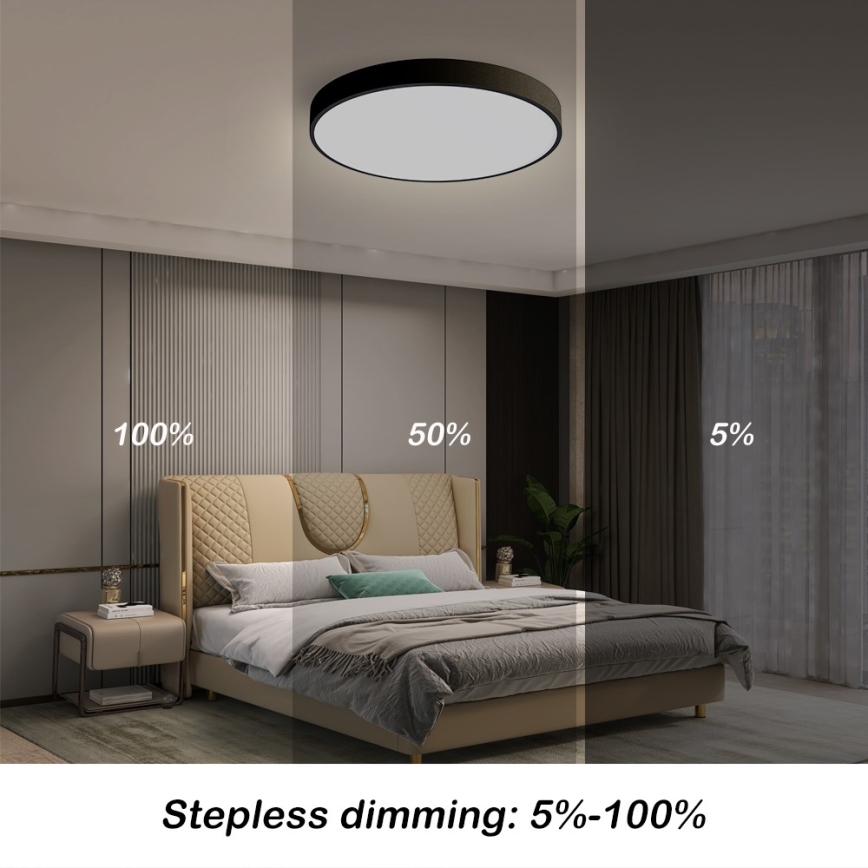 Immax NEO 07248L - Plafoniera LED dimmerabile NEO LITE SEMPLICI LED/36W/230V 3000-6000K Wi-Fi Tuya nero + telecomando