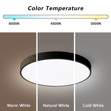 Immax NEO 07248L - Plafoniera LED dimmerabile NEO LITE SEMPLICI LED/36W/230V 3000-6000K Wi-Fi Tuya nero + telecomando