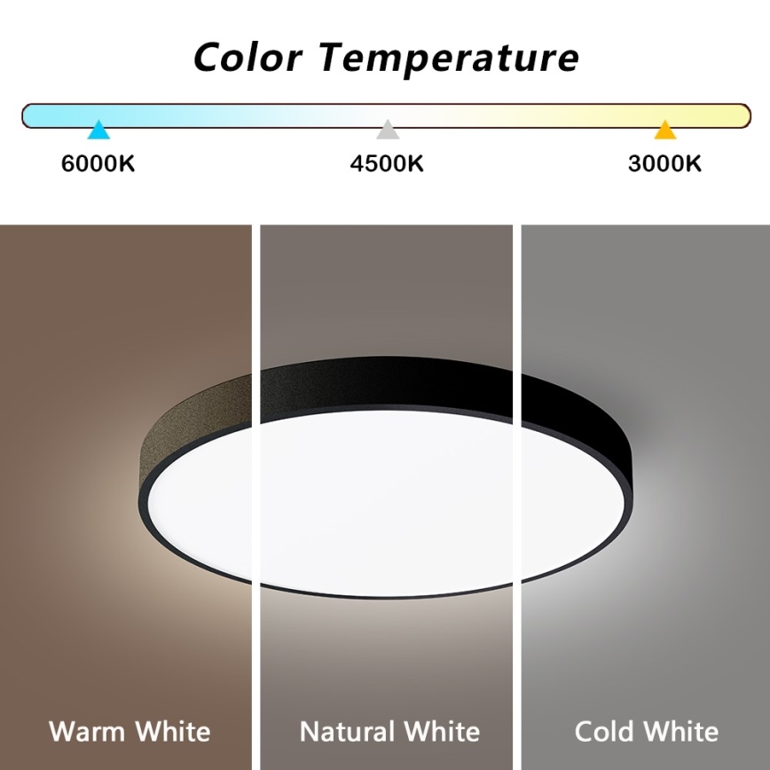 Immax NEO 07248L - Plafoniera LED dimmerabile NEO LITE SEMPLICI LED/36W/230V 3000-6000K Wi-Fi Tuya nero + telecomando