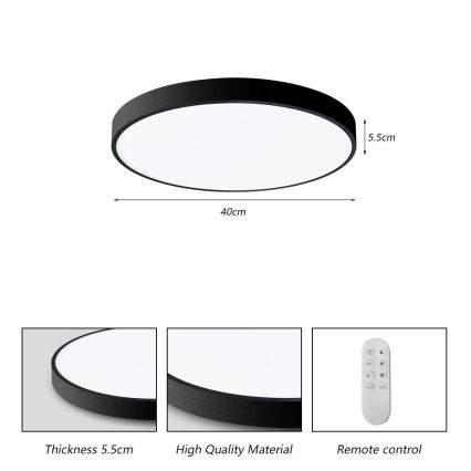 Immax NEO 07248L - Plafoniera LED dimmerabile NEO LITE SEMPLICI LED/36W/230V 3000-6000K Wi-Fi Tuya nero + telecomando