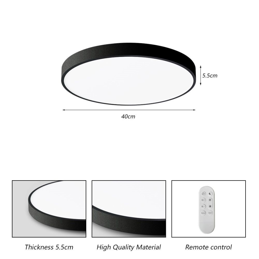Immax NEO 07248L - Plafoniera LED dimmerabile NEO LITE SEMPLICI LED/36W/230V 3000-6000K Wi-Fi Tuya nero + telecomando